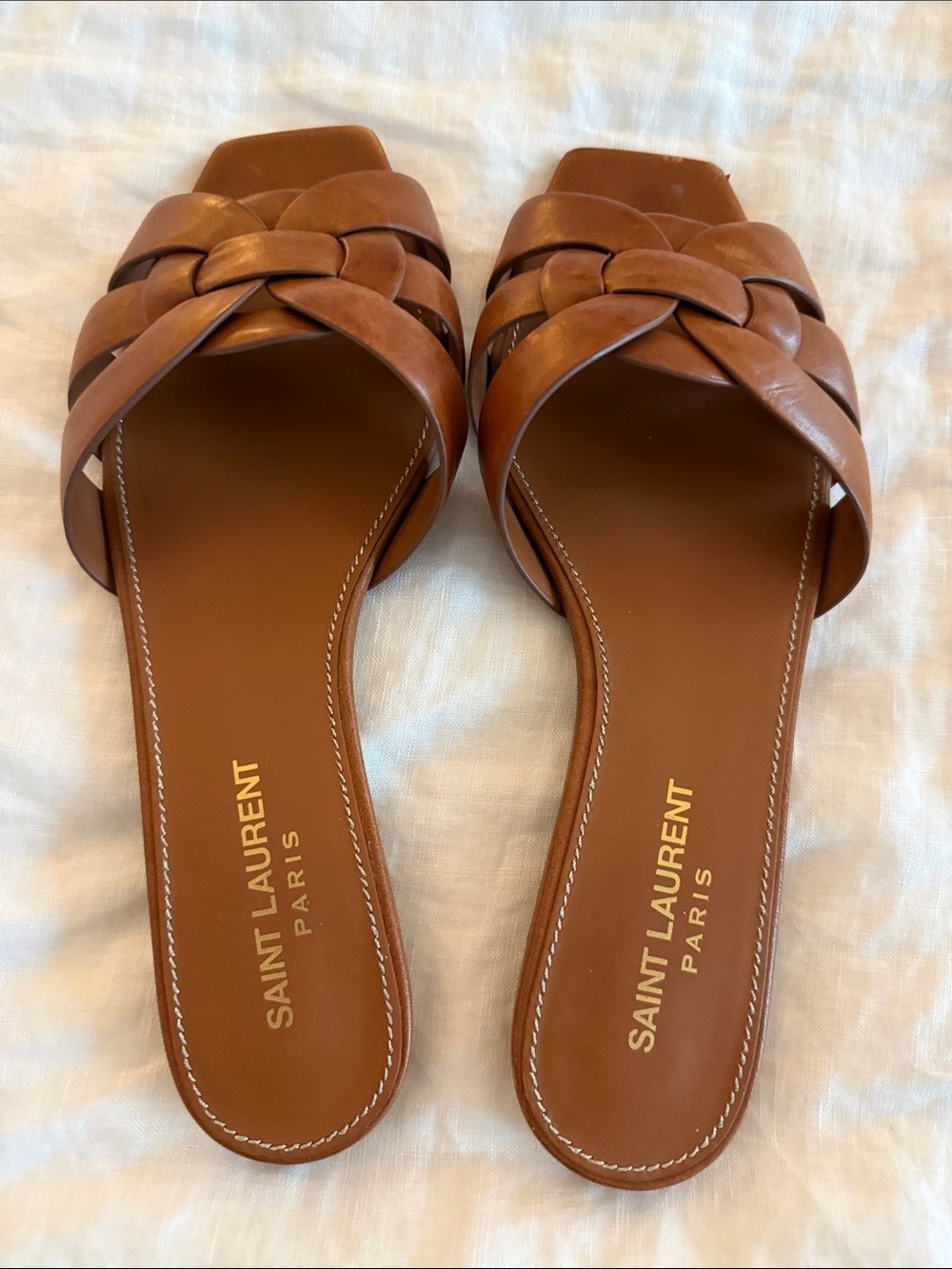Saint Laurent Tribute Leather Slide Sandals
